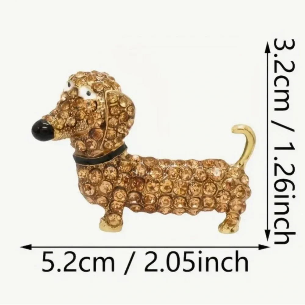 Sparkly Clear Rhinestone Dachshund Wiener Dog Brooch Pin & Pendant NWOT